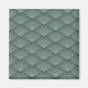 Art Deco style pattern in teal blue colour Magnet