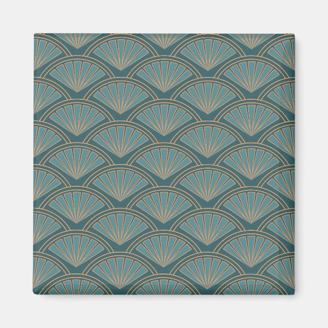 Art Deco style pattern in teal blue colour Magnet (Front)