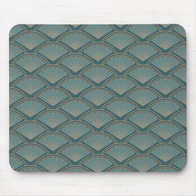 Art Deco style pattern in teal blue colour Mouse Mat (Front)
