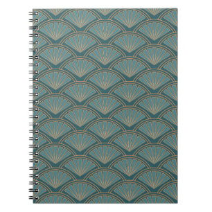 Art Deco style pattern in teal blue colour Notebook