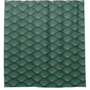 Art Deco style pattern in teal green color Shower Curtain
