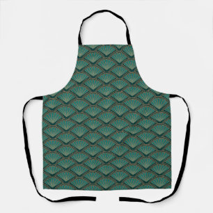 Art Deco style pattern in teal green colour Apron