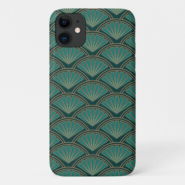Art Deco style pattern in teal green colour  Case-Mate iPhone Case (Back)