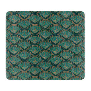 Art Deco style pattern in teal green colour Cutting Board
