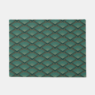 Art Deco style pattern in teal green colour Doormat