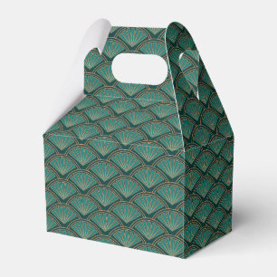 Art Deco style pattern in teal green colour Favour Box