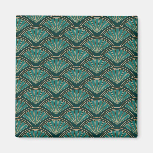 Art Deco style pattern in teal green colour Magnet (Front)