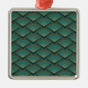 Art Deco style pattern in teal green colour Metal Tree Decoration