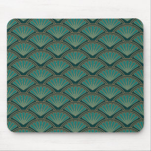 Art Deco style pattern in teal green colour  Mouse Mat
