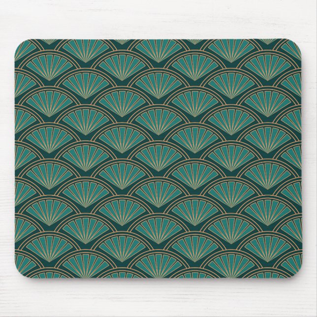Art Deco style pattern in teal green colour  Mouse Mat (Front)