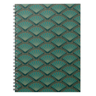 Art Deco style pattern in teal green colour Notebook