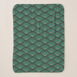 Art Deco style pattern in teal green colour Sherpa Blanket