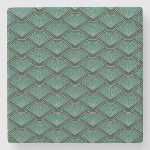Art Deco style pattern in teal green colour Stone Coaster
