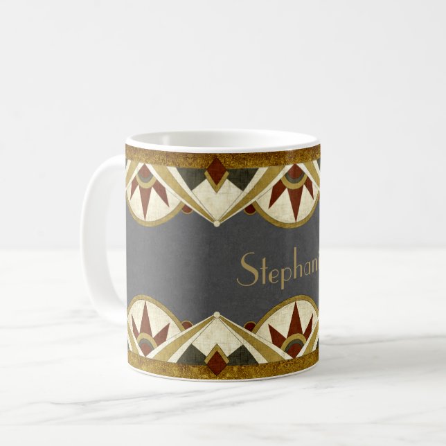 Art Deco Style Personalised Coffee Mug (Front Left)