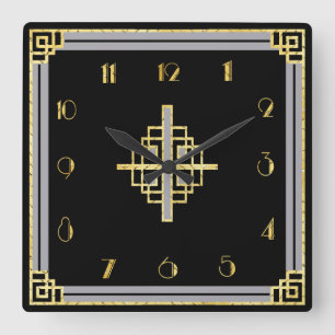 Art Deco Style Square Wall Clock