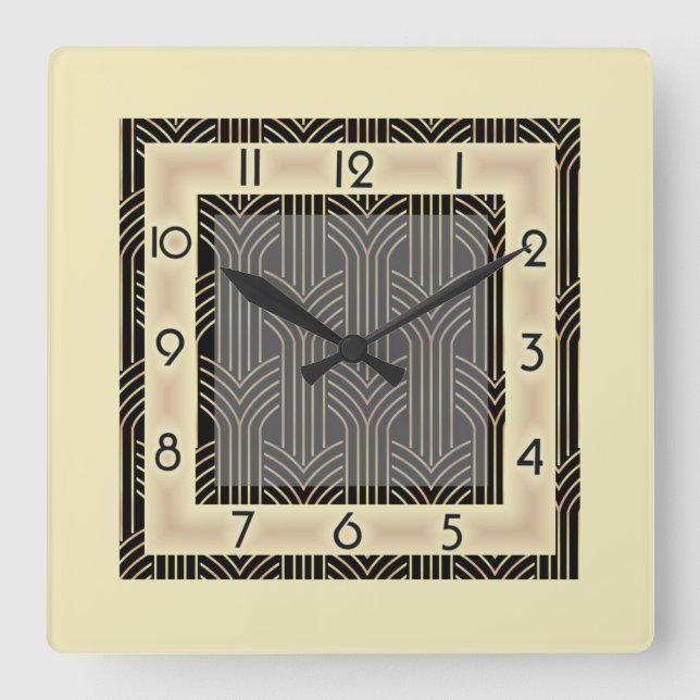 Art Deco style Square Wall Clock (Front)