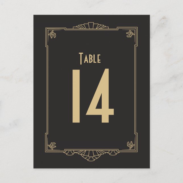 Art Deco Style Table Numbers Postcard (Front)