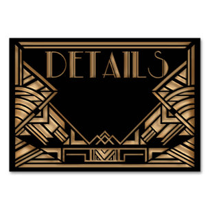 Art Deco Style Wedding Enclosure Table Number