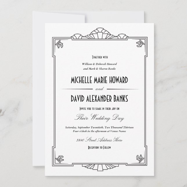 Art Deco Style Wedding Invitation (Front)
