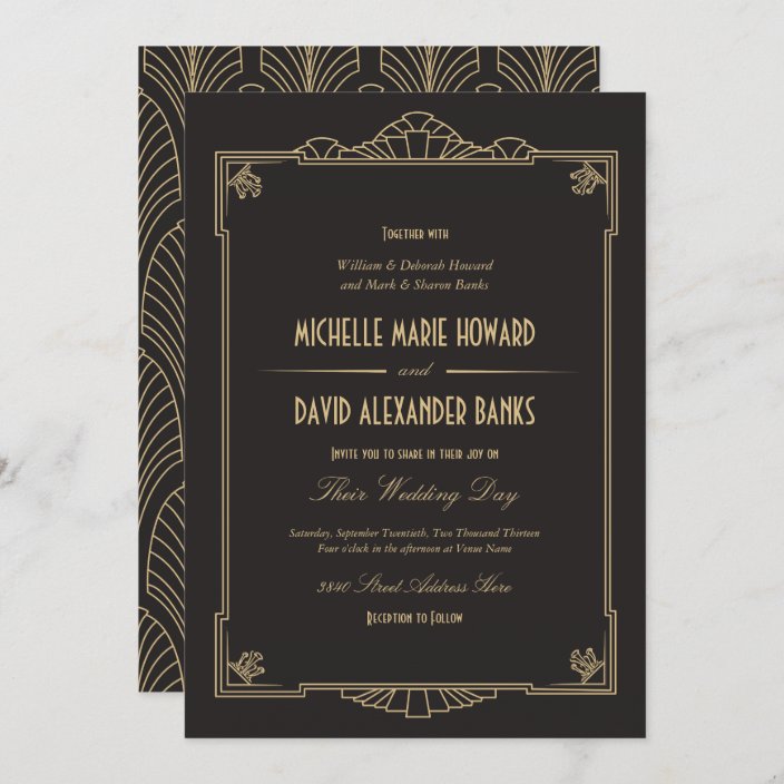 Art Deco Style Wedding Invitation Zazzle.co.uk