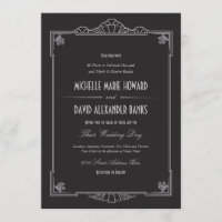 Art Deco Style Wedding Invitation (Silver)