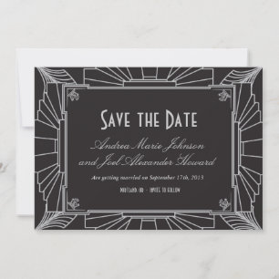 Art Deco Style Wedding Save the Date (Silver)