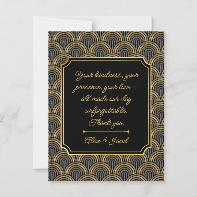 Art Deco Style Wedding Thank You Card (Front)