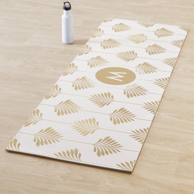 Art-Deco Stylised leafs Pattern Yoga Mat (In Situ)