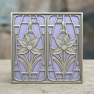 Art Deco Stylized Lily Floral #10 Violet ID1196 Tile