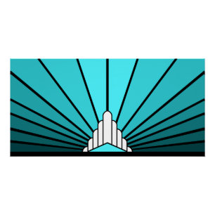 Art deco sun aqua poster