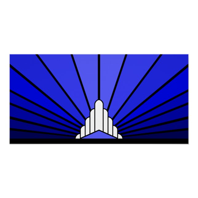 Art deco sun blue poster (Front)