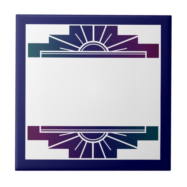 Art deco sun element in dark colors tile (Front)