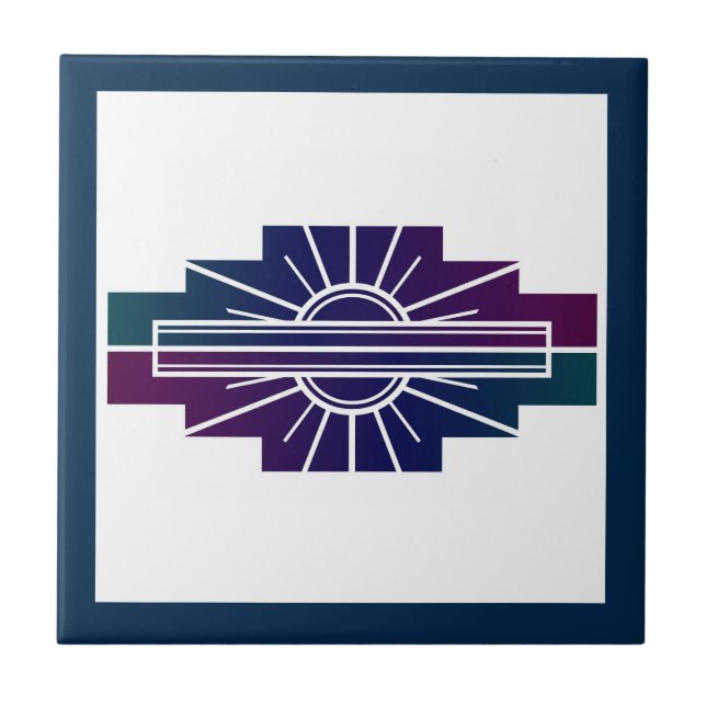 Art deco sun element in dark colors tile (Front)