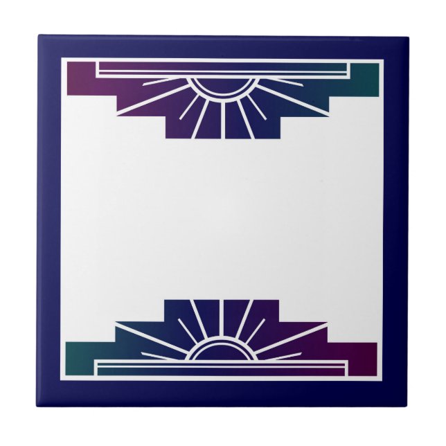 Art deco sun element in dark colors tile (Front)