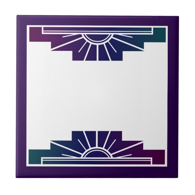 Art deco sun element in dark colors tile (Front)