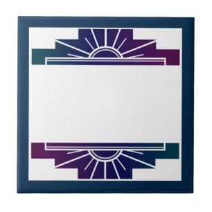 Art deco sun element in dark colors tile
