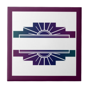 Art deco sun element in dark colors tile