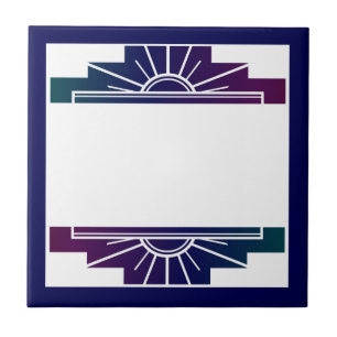 Art deco sun element in dark colours tile