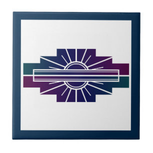 Art deco sun element in dark colours tile