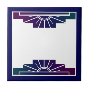 Art deco sun element in dark colours tile