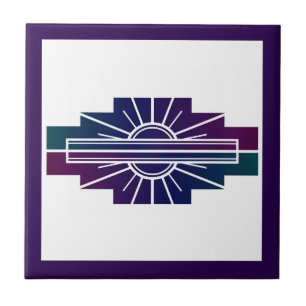 Art deco sun element in dark colours tile