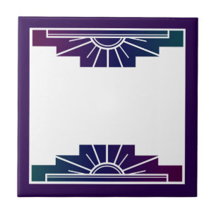 Art deco sun element in dark colours tile