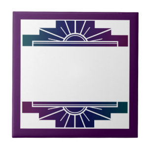 Art deco sun element in dark colours tile