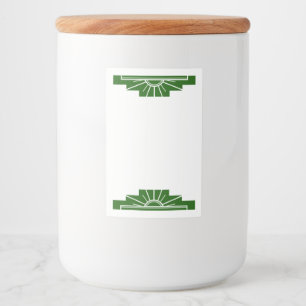 Art deco sun element in dark green food label