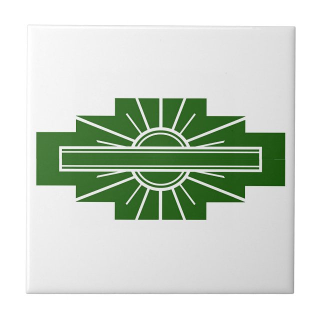 Art deco sun element in dark green tile (Front)
