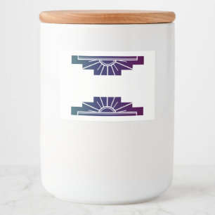 Art deco sun element in dark rainbow food label