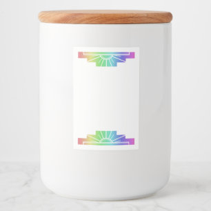 Art deco sun element in pale rainbow food label