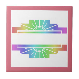 Art deco sun element in pastels tile