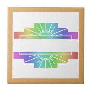 Art deco sun element in pastels tile