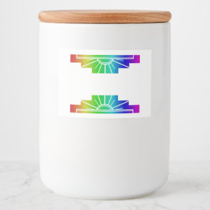 Art deco sun element in rainbow food label